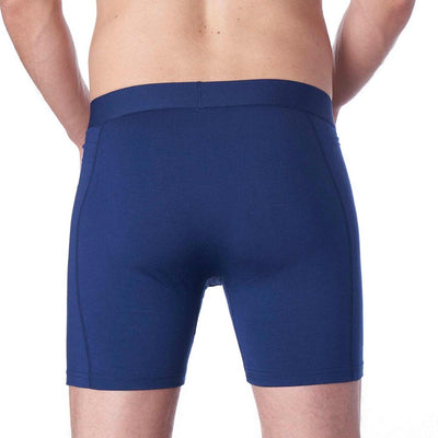 back view of navy Ejis essential boxer briefs