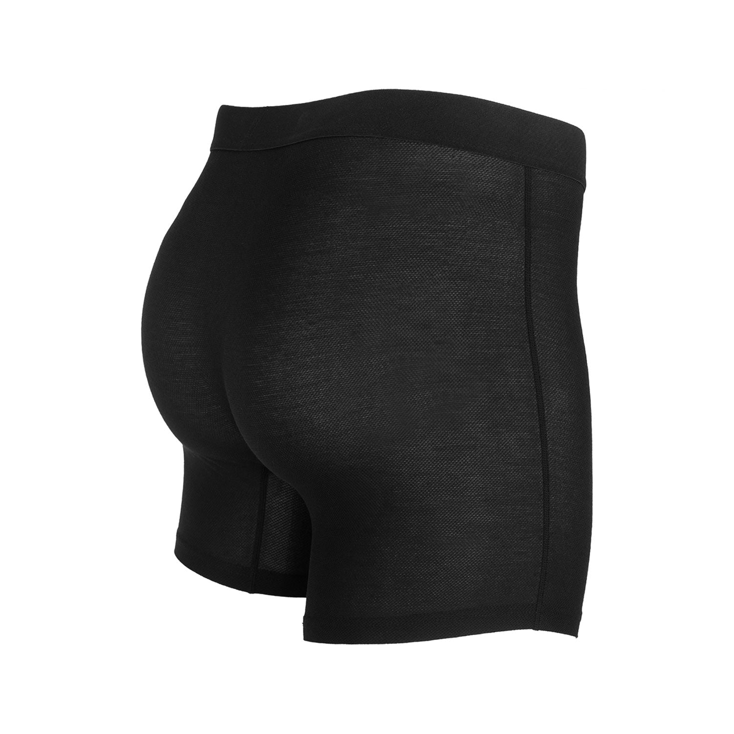 rear view of Ejis performance boxer briefs on white background
