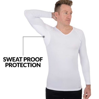Long sleeve Sweat Proof Undershirt | V-Neck | Underarm Micro Modal - Ejis, inc.