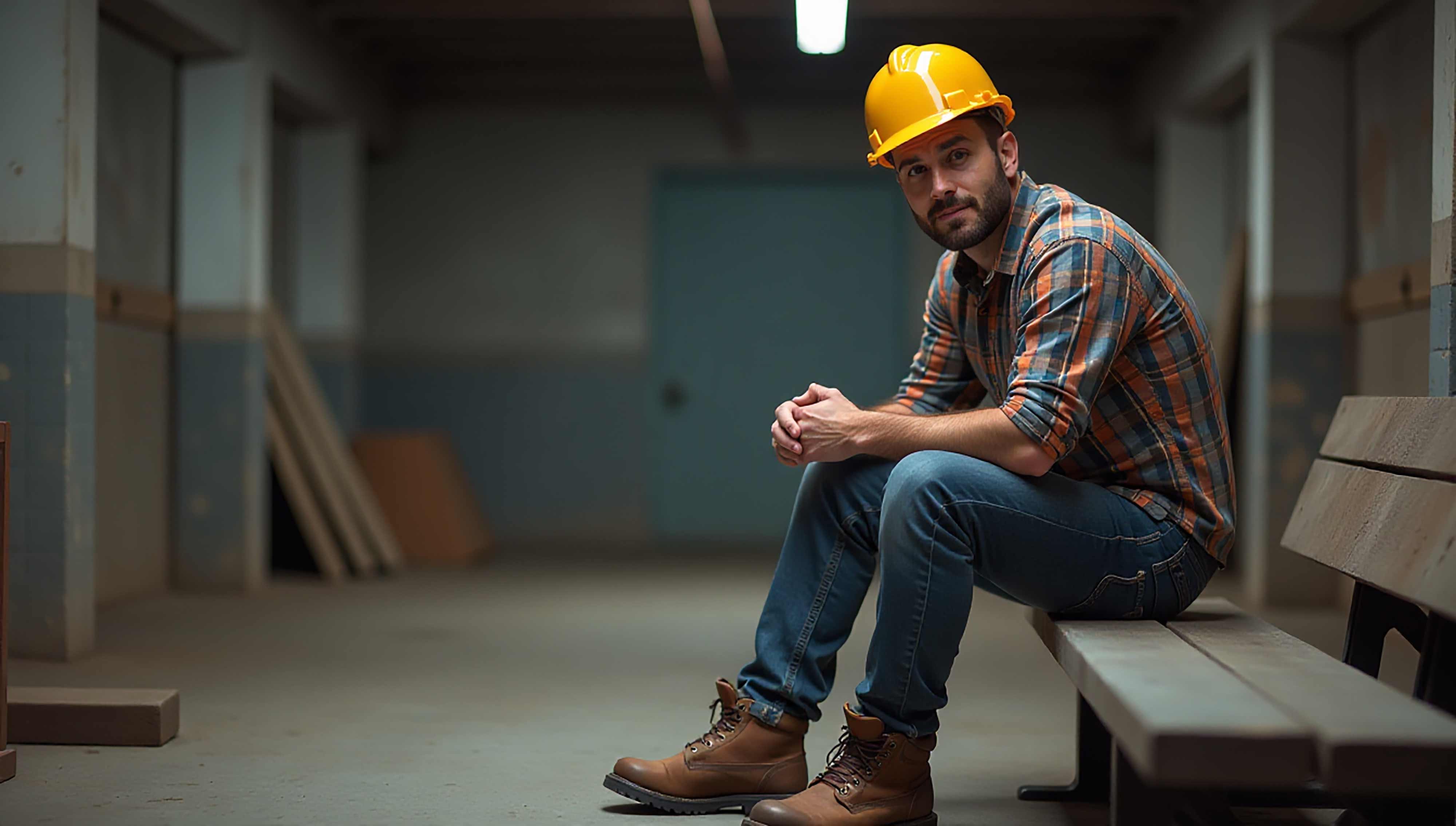 man wearing work boots for sweaty feet