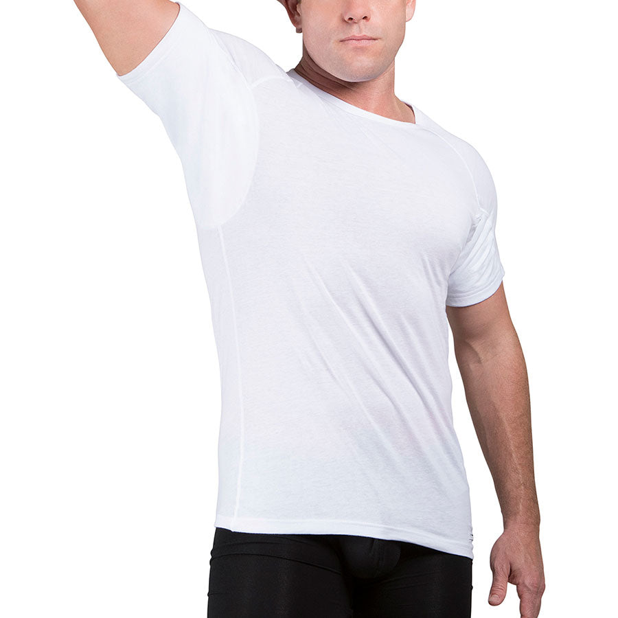 Crew Neck Cotton Sweat Proof Undershirt For Men with Sweat Pads