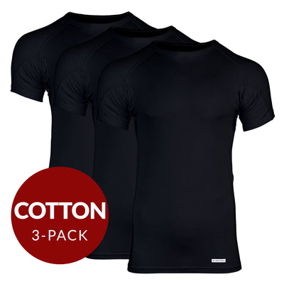 Crew Neck Cotton Sweat Proof Undershirt For Men - Black 3-Pack - Ejis