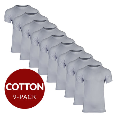 Crew Neck Cotton Sweat Proof Undershirt For Men - Grey 9-Pack - Ejis