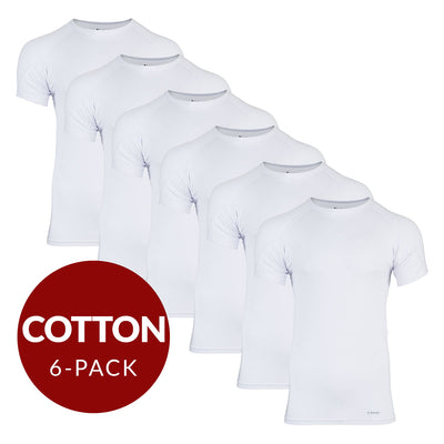 Crew Neck Cotton Sweat Proof Undershirt For Men - White 6-Pack - Ejis