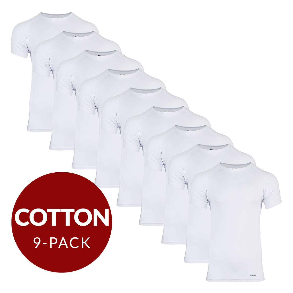 Crew Neck Cotton Sweat Proof Undershirt For Men - White 9-Pack - Ejis