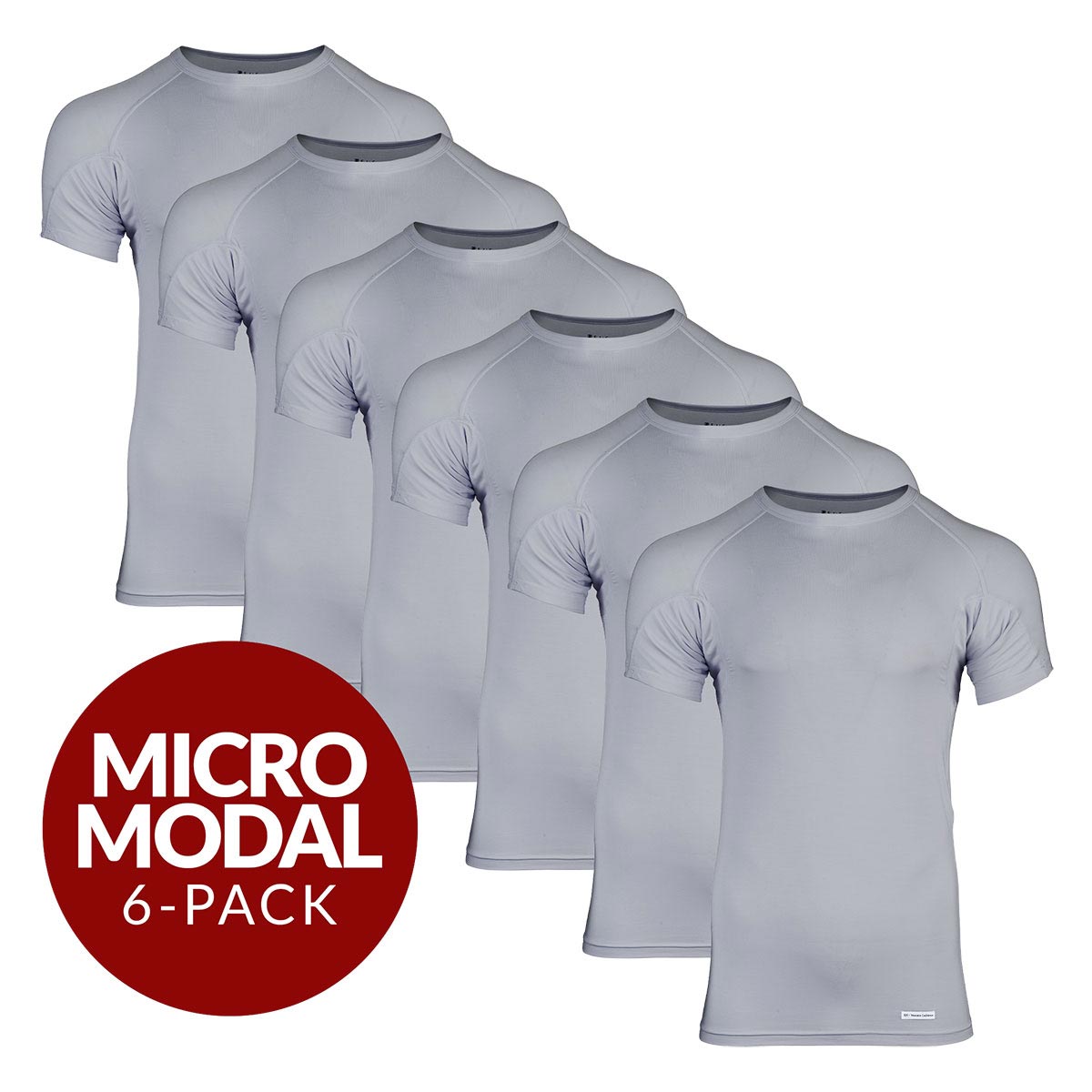 Crew Neck Micro Modal Sweat Proof Undershirt For Men - Grey 6-Pack - Ejis