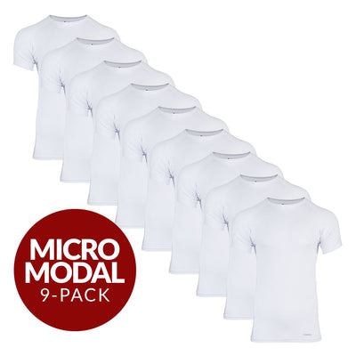 Crew Neck Micro Modal Sweat Proof Undershirt For Men - White 9-Pack - Ejis