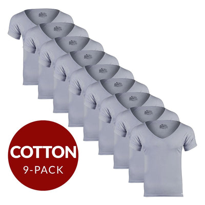 Deep V Cotton Sweat Proof Undershirt For Men - Grey 9-Pack - Ejis