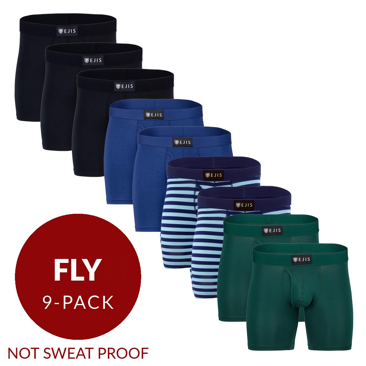 Essential Men's Boxer Briefs with Fly - Mix 9-Pack - Ejis
