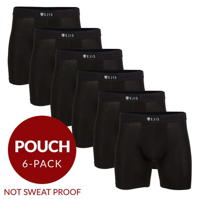 Essential Men's Boxer Briefs with Pouch - Black 6-Pack - Ejis