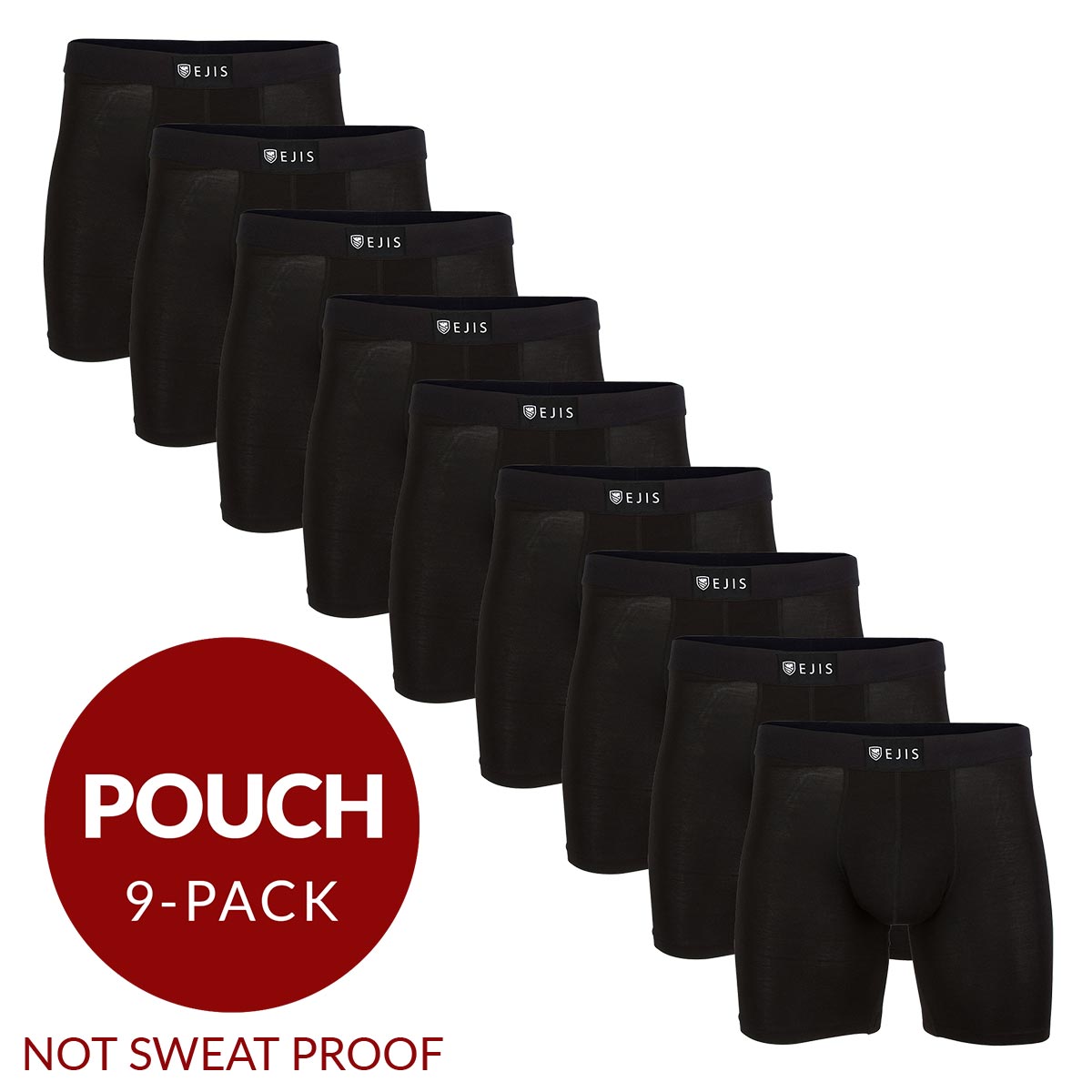 Essential Men's Boxer Briefs with Pouch - Black 9-Pack - Ejis