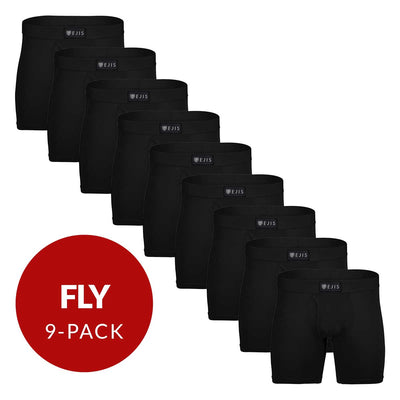 Sweat Proof Men's Boxer Briefs with Fly - Black 9-Pack - Ejis