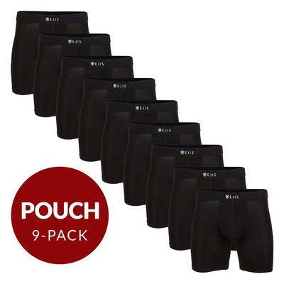 Sweat Proof Men's Boxer Briefs with Pouch - Black 9-Pack - Ejis