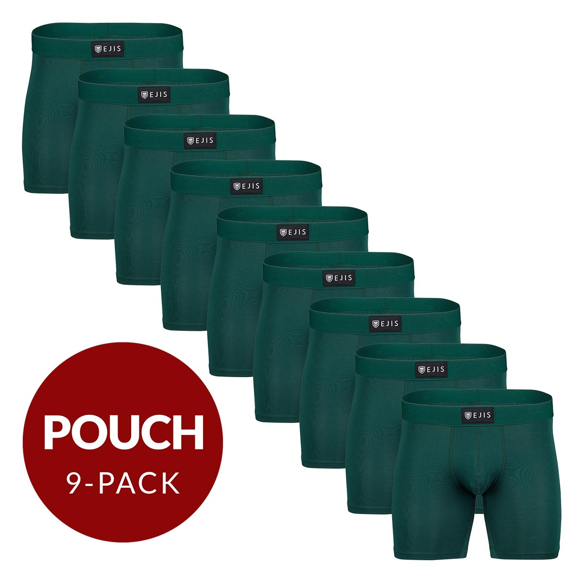 Sweat Proof Men's Boxer Briefs with Pouch - Green 9-Pack - Ejis