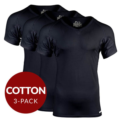 V-Neck Cotton Sweat Proof Undershirt For Men - Black 3-Pack - Ejis