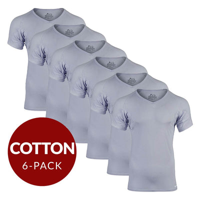 V-Neck Cotton Sweat Proof Undershirt For Men - Grey 6-Pack - Ejis