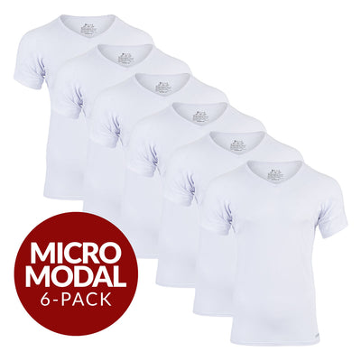 V-Neck Micro Modal Sweat Proof Undershirt For Men - White 6-Pack - Ejis
