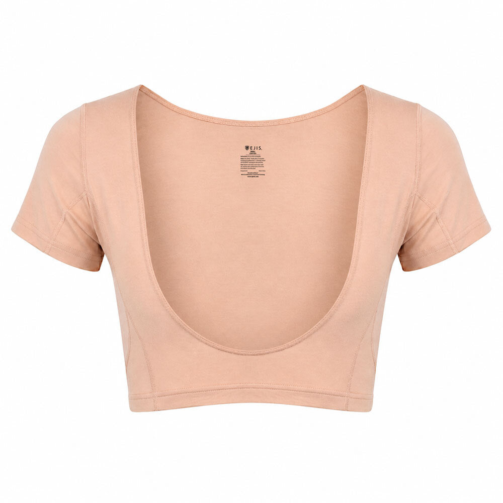Nude-colored Ejis women's sweat proof bustier top on a white background