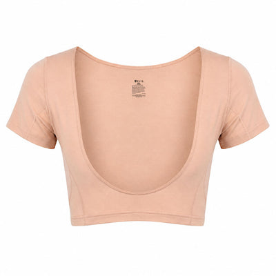 Nude-colored Ejis women's sweat proof bustier top on a white background