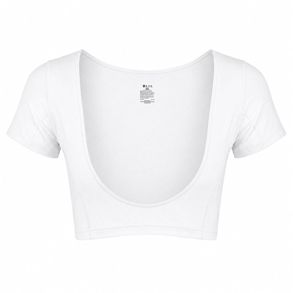 White Ejis women's sweat proof bustier top on a white background