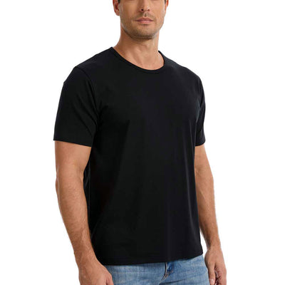 man wearing black TotalShield t-shirt with white background