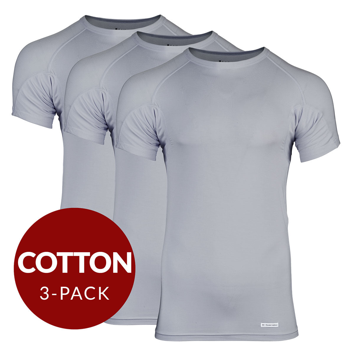 Crew Neck Cotton Sweat Proof Undershirt For Men - Grey 3-Pack - Ejis