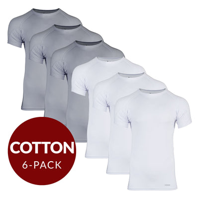 Crew Neck Cotton Sweat Proof Undershirt For Men - Mix 6-Pack (3x White, Grey) - Ejis