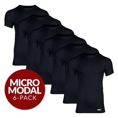 Crew Neck Micro Modal Sweat Proof Undershirt For Men - Black 6-Pack - Ejis