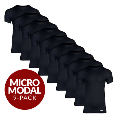 Crew Neck Micro Modal Sweat Proof Undershirt For Men - Black 9-Pack - Ejis