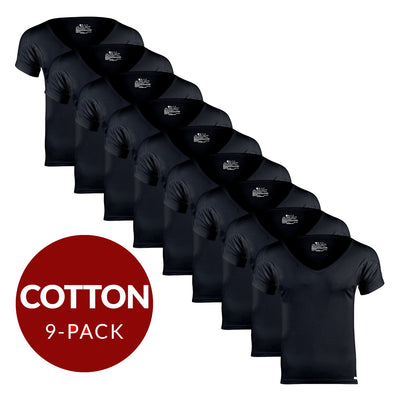 Deep V Cotton Sweat Proof Undershirt For Men - Black 9-Pack - Ejis