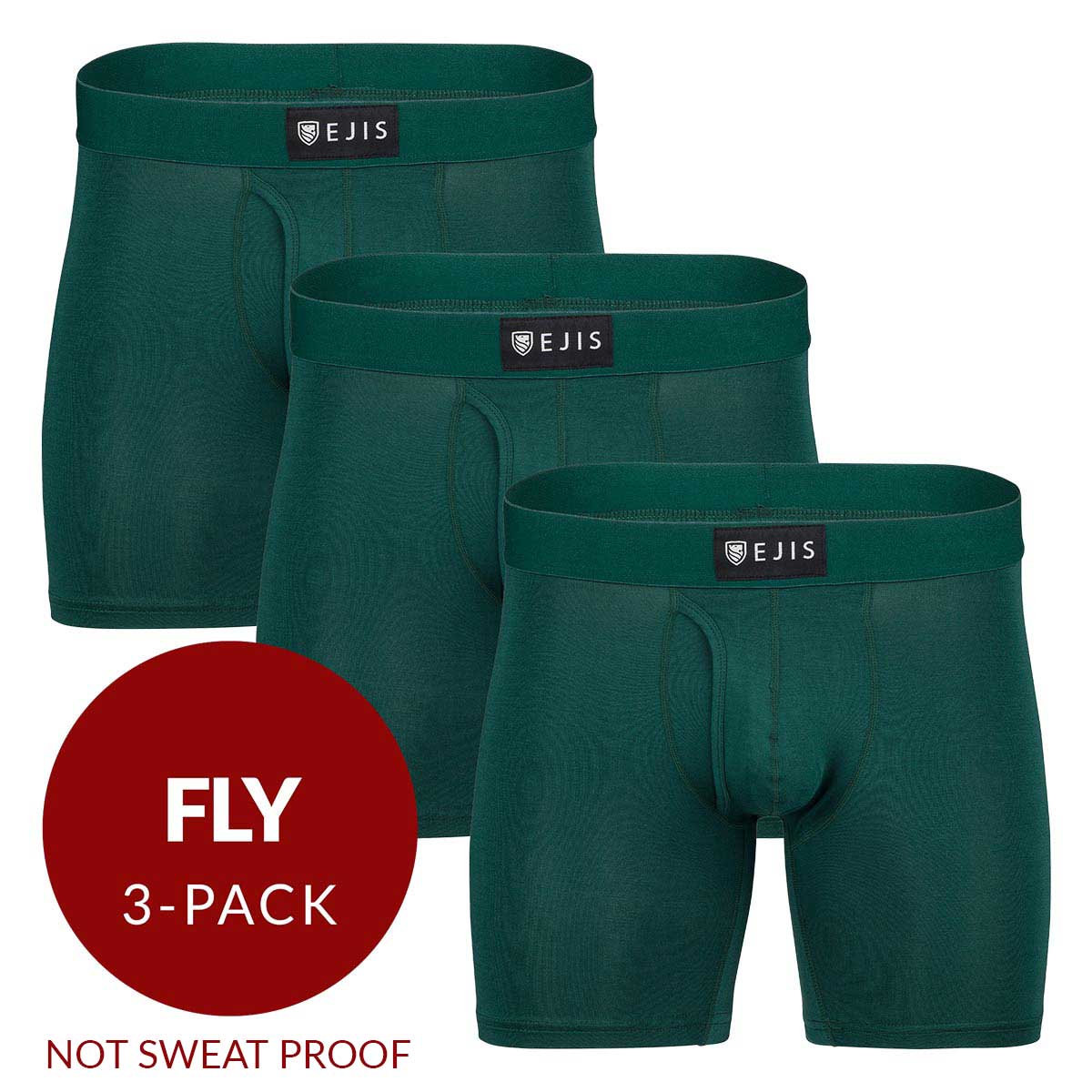 Essential Men's Boxer Briefs with Fly - Green 3-Pack