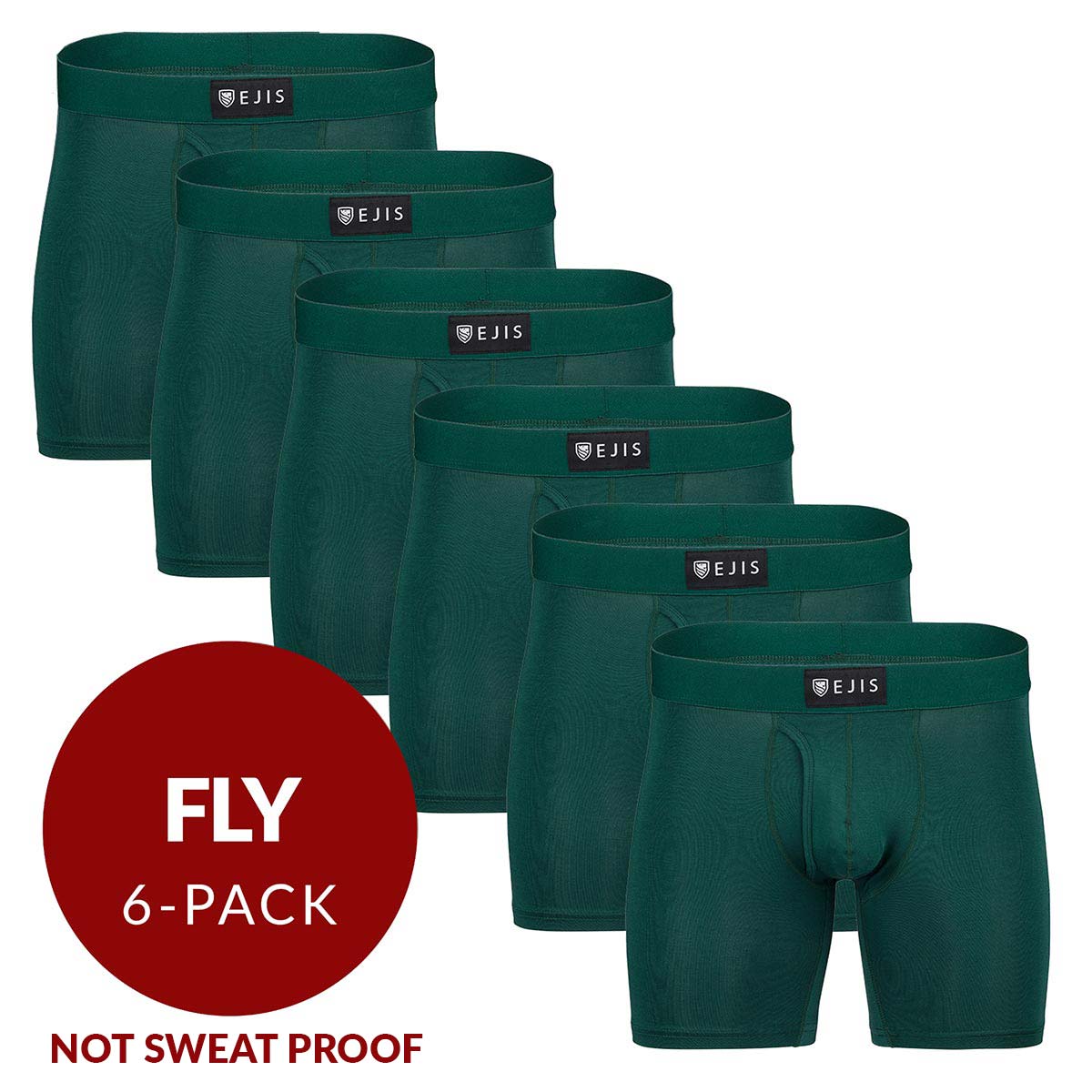 Ejis Fly Essential Mens Boxer Briefs Green 6-Pack