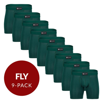 Sweat Proof Men's Boxer Briefs with Fly - Green 9-Pack - Ejis