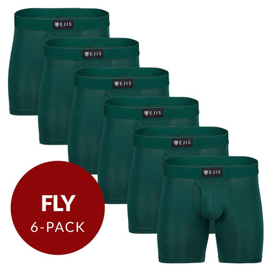 Sweat Proof Men's Boxer Briefs with Fly - Green 6-Pack - Ejis