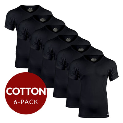 V-Neck Cotton Sweat Proof Undershirt For Men - Black 6-Pack - Ejis