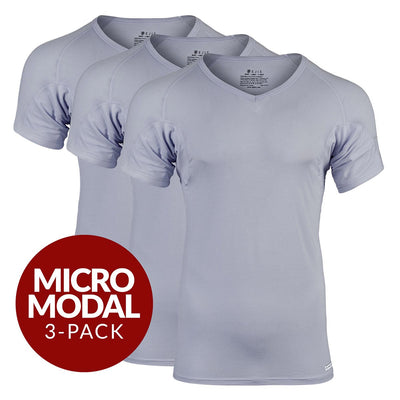 V-Neck Micro Modal Sweat Proof Undershirt For Men - Grey 3-Pack - Ejis