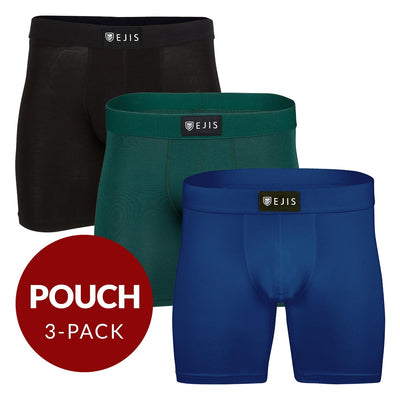 Sweat Proof Men's Boxer Briefs with Pouch - Mix 3-Pack (1x Black, Green, Navy) - Ejis
