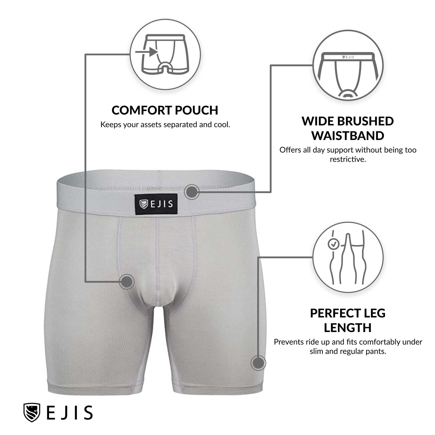 Pouch Sweat Proof Mens Boxer Briefs with Sweat Pads and Silver