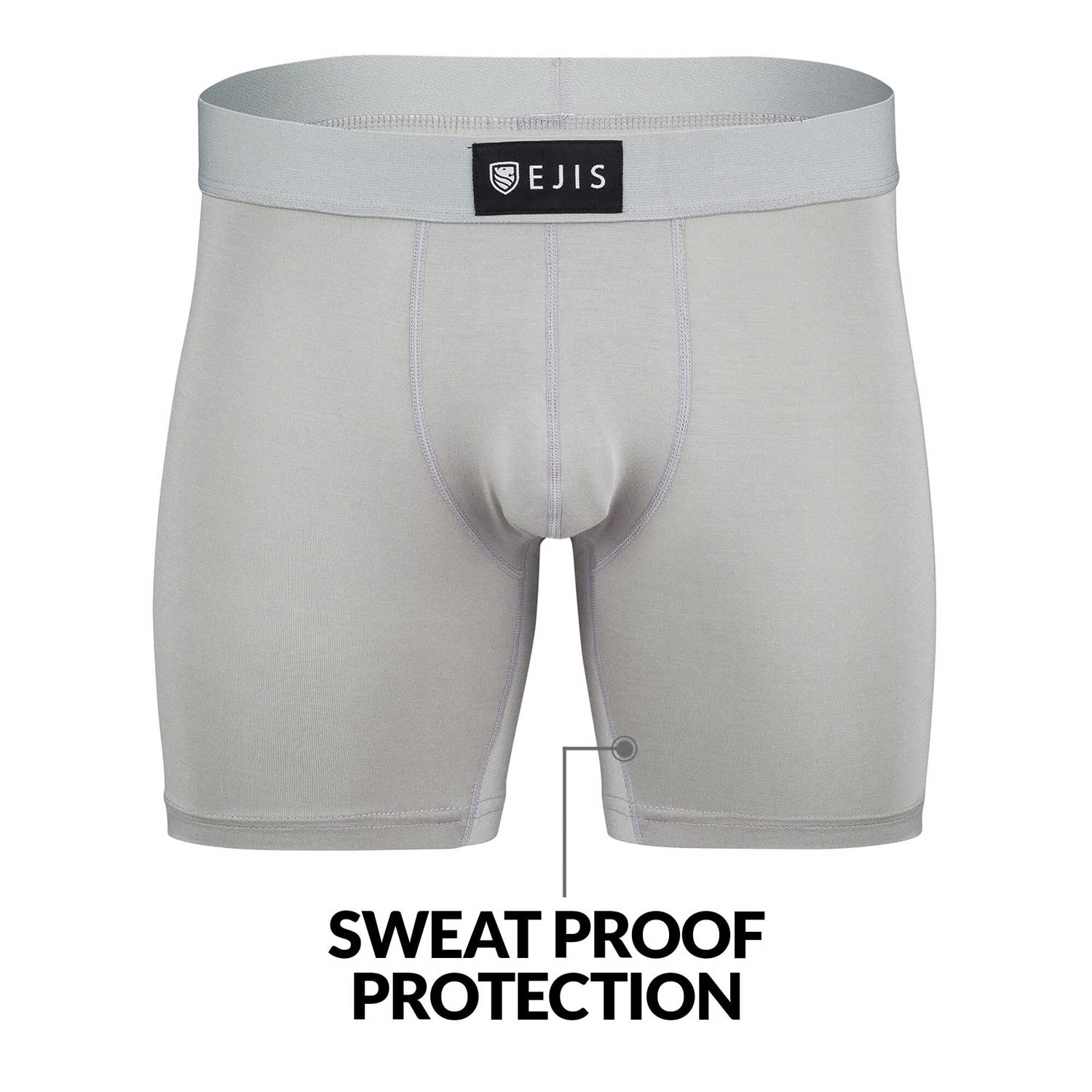 Pouch Sweat Proof Mens Boxer Briefs with Sweat Pads and Silver