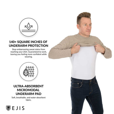 Long Sleeve Micro Modal V-Neck Sweat Proof Undershirt - Ejis