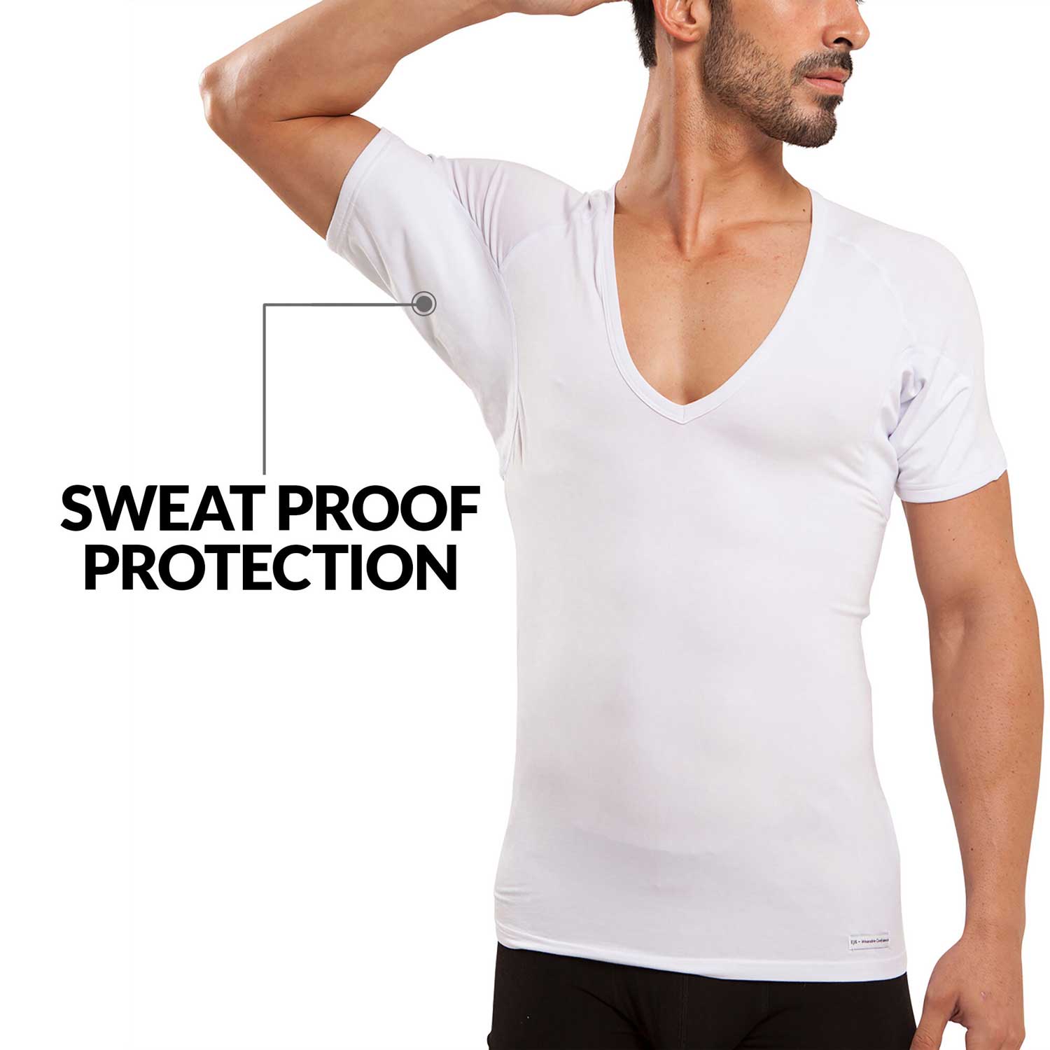 Deep V Micro Modal Sweat Proof Undershirt For Men with Sweat Pads
