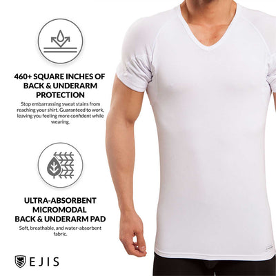 Micro Modal V-Neck Back & Underarm Sweat Proof Undershirt - Ejis